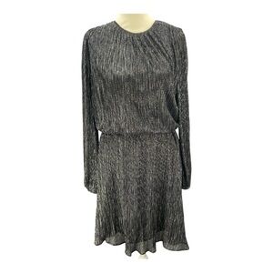 WHBM White House Black Market Long Sleeve Metallic Shimmer Blouson Dress NWT
